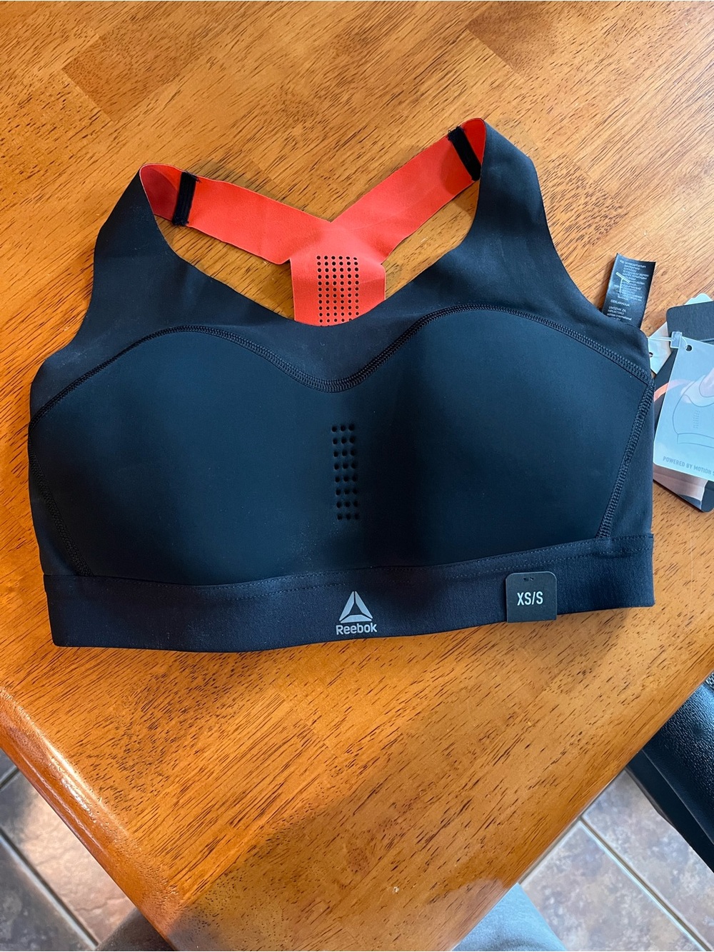 Reebok Black Sports Bra with Red Racerback Accent